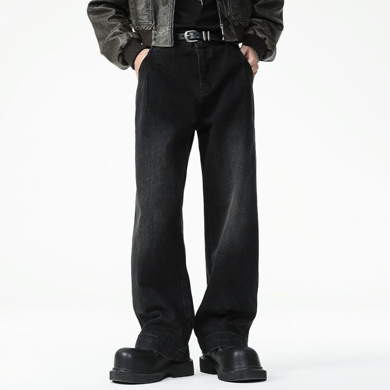 Nordmann MUCHU Clothing | American High Street Black Retro Versatile Jeans Men's Vibe Trendy Brand Cool Slimming Wide-Leg Pants_mkmklike.com