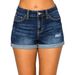 K European And American Style Fashionable Women's Clothing New Elastic High Waisted Ripped Short Jeans_mkmklike.com