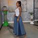 Women's Casual Wide Leg Cropped Jeans Color Block Elastic Fit Frayed Hem Cotton Denim Spring/Autumn-Summer Fashion_mkmklike.com