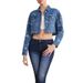 Women's Jacquard Bow Tie Denim Jacket - Sweet & Cool Short Cropped Casual Top With European Style Fashion Trends_mkmklike.com