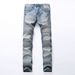 Men's Stretch Denim Jeans - Slim Fit Distressed Casual Pants With Mid Rise & Tapered Leg For Streetwear Fashion_mkmklike.com