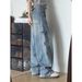 BOY Light Blue Vintage Scimitar Jeans For Men, High Street Design, Loose Casual Versatile Straight Wide-Leg Cargo Pants_mkmklike.com