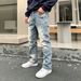 Retro Washed Distressed Wide Leg Straight Leg Jeans For Men Loose Fit Trendy And Cool Denim_mkmklike.com