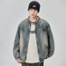Vintage Distressed Denim Jacket For Men & Women – Retro Washed Raw Edge Biker Style Unisex Coat_mkmklike.com