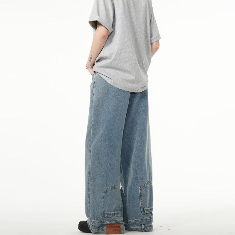 American High Street Trendy Brand Flip-flop Reverse Jeans Men And Women Ruffian Handsome Street European And American Retro Niche Design Trousers_mkmklike.com