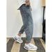 Autumn Men's Trendy Brand Jeans Loose Fit Drawstring Elastic Waist Harem Pants Cropped Carrot Style Standard Thickness Softener_mkmklike.com