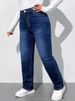 K Fashionable Casual Elastic Denim Straight Leg Pants_mkmklike.com