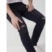 Men's Clothing Slim Fit Stretch Black Jeans Ripped Solid Color Midweight Skinny Pants Cropped Long Black Jeans_mkmklike.com