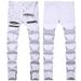 Men's White Splatter Paint Jeans | Slim Fit Stretch Denim With Artistic Detail And Breathable & Stretchy_mkmklike.com