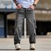 Men's Y2K High-Waist Straight Leg Cargo Pants Trendy Loose High Street Cool Versatile Simple Trousers_mkmklike.com
