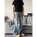 Slim-Fit Straight-Leg Jeans – Vintage Washed Blue Denim With Slight Flare (Unisex, High-Street Style, No-Stretch Cotton, S-3XL)_mkmklike.com