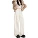 High-end Drapey White Wide-leg Jeans For Women, Fleece-lined, New Autumn And Winter Style, High-waisted, Loose, Casual,_mkmklike.com