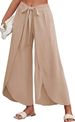 Women's Clothing wide-leg pants with belt high waist trousers_mkmklike.com