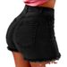 Women's High Waist Stretch Denim Shorts Tassel Ripped Hot Pants Summer Fashion Cow Brand_mkmklike.com