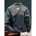 Retro Denim Jacket For Men, Autumn And Winter, Thick And Loose, Trendy Embroidered Workwear Jacket_mkmklike.com
