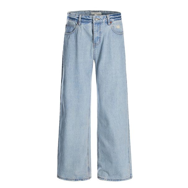 American Style Washed Jeans For Men Loose Wide-Leg Straight Long Vibe Trendy Brand Distressed Vintage Dad Pants_mkmklike.com