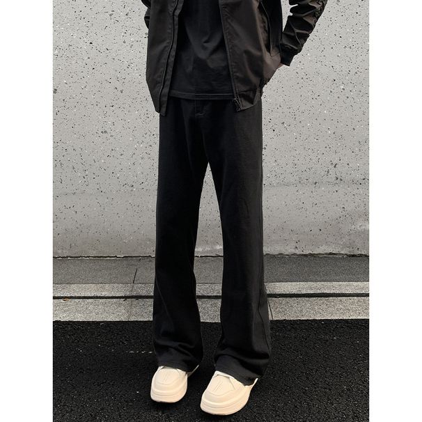 American Retro Black Flared Pants For Men, Autumn High Street Cleanfit Loose Wide-leg Straight Slimming Jeans_mkmklike.com