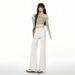 Sexy Hot Girl White Stretchy Flared Jeans For Women, New Spring Style, Non-clamming Mid-waist Bootcut Pants, Slimming_mkmklike.com