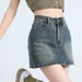 K Retro Sexy Girl Denim Mini Skirt, High-waisted, Slimming, Anti-slip, Hip-hugging Half-body Skirt_mkmklike.com