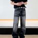 American Retro Old Washed Black Straight Jeans Men's Trendy Brand Loose Casual Versatile Long Pants Foreign Trade_mkmklike.com