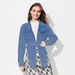 Women's Clothing Fashionable Personalized Lapel Drawstring Statement Denim – Belted Collar Long-Sleeve Shirt In Vintage Wash For Streetwear Edge_mkmklike.com