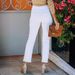 Women's Clothing Raw Edge White Stretch Denim Straight Pants Cigarette Pants_mkmklike.com