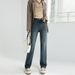 Orange Silk Women's Clothing # High-waisted Slim Straight-leg Jeans For Women, New Autumn Style, Slim-fit, Stretchy,_mkmklike.com
