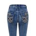 Women's Clothing Women’s High-Waisted Stretch Flared Jeans – Vintage Washed Embroidered Denim Pants For Casual & Streetwear (S-L, Blue)_mkmklike.com