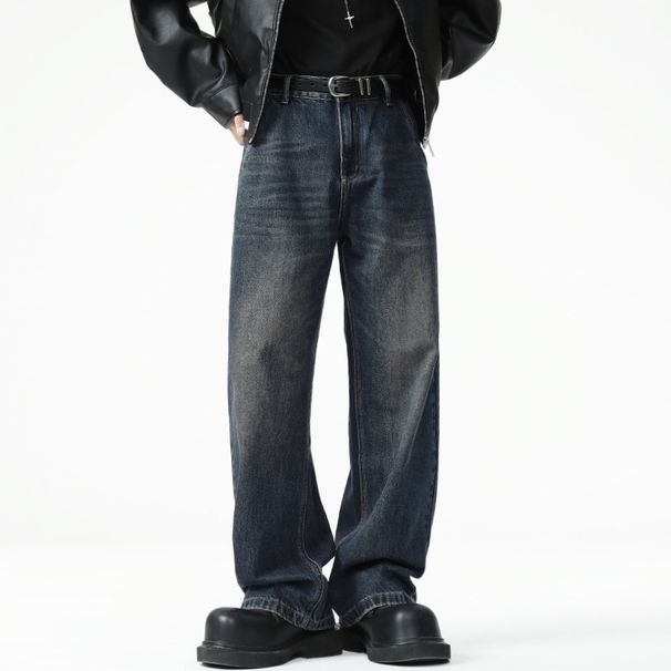 Nordmann Muqiu Clothing | American High Street Retro Washed Wide-Leg Jeans Men's Trendy Brand Cleanfit Straight Long Pants_mkmklike.com
