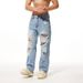Men's Distressed Denim Jeans Straight Leg Streetwear Nightclub Monkey Whiskering Hand Stitched Ripped_mkmklike.com