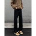 American-style High Street Men's Jeans, Autumn Trendy Patchwork Micro-flared Work Pants, Vintage Versatile Solid Color_mkmklike.com
