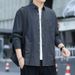 Northfold Spring And Pure Cotton Denim Men's Long Sleeve Hong Kong Style Casual Autumn Jacket Shirt_mkmklike.com