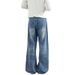 Men's Clothing & Archer0603 & American High Street Retro Whiskered Washed Vintage Blue A Line Loose Straight Leg Jeans For Men And Women_mkmklike.com