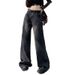 American-style Fashion Gray Niche Washed Wide-leg Jeans For Women 2026, Casual, Relaxed, Loose, Slimming, Trendy Long_mkmklike.com
