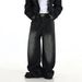 Men's Clothing Men's Retro Washed Black Jeans Loose Straight Leg Wide Leg Floor Length High Street Trendy Trousers_mkmklike.com