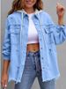 K New Denim Hooded Jacket For Women, Solid Color Loose Jacket, Perforated Long Sleeved Women's Denim Shirt_mkmklike.com