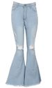 Women's Clothing New Autumn Versatile Casual Wide Leg Knee Ripped Denim Flared Trousers, Flared Trousers_mkmklike.com