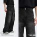 Vintage Washed Distressed Jeans For Men – Loose Fit Wide Leg Denim Pants (Black, Blue, S-XL)_mkmklike.com