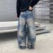 Vintage Distressed High-Waist Loose Fit Straight Leg Jeans For Men & Women – Streetwear Style Premium Cotton Fabric_mkmklike.com