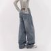 Autumn And Winter American Retro Rhinestone Jeans, Spicy Girl Style, Loose Straight-leg Jeans For Women, High Street_mkmklike.com