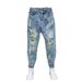 Men's Clothing Men's Slim Fit Ripped Jeans Straight Leg Casual Harem Pants Lightweight Versatile Cropped Summer Style Trendy Cool_mkmklike.com