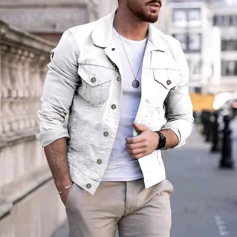 Cross-Border European American Spring And Autumn Fashion Solid Color Slim Fit Stand Collar Cardigan Men's Jacket Sports_mkmklike.com