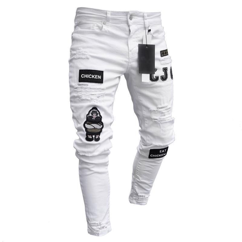 Men's Clothing Fashion Motorcycle Men's Personality Wrinkled Slim Fit Pants Fashion Ripped Trendy Jeans_mkmklike.com