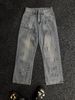 Men's Slim Fit Straight Leg Jeans Western Hip Hop Street Style Paint Splatter Distressed Finish American High Street Vibe_mkmklike.com