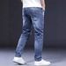 Men's Stretch Blue Skinny Jeans Multi Layered Design Slim Fit Flattering Trousers_mkmklike.com
