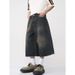 Retro Loose Wide Leg Straight Cropped Jeans Men's Design Hot Selling Denim Pants_mkmklike.com