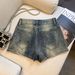 Black Tangerine High-Waisted Denim Shorts for Women Petite Sexy Tight A-Line Casual Hot Pants Spring/Summer Style_mkmklike.com
