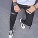 Men's Distressed Denim Pants – Punk-Inspired Ripped Jeans With Wrinkled & Bleached Effect (Sizes 28-38, Mid-Rise, 85% Cotton, Stretch Comfort)_mkmklike.com