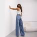 American Retro Straight Ripped Jeans Women's European And American Summer New Wide Leg Pants_mkmklike.com