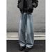Retro Jeans Men's Spring And Autumn American Straight Loose Pants Ruffian Handsome Trendy Brand Scimitar Wide-leg Casual Trousers_mkmklike.com